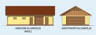 Elewacja projektu G126 garaż trzystanowiskowy z pomieszczeniem gospodarczym - 1 - wersja lustrzana