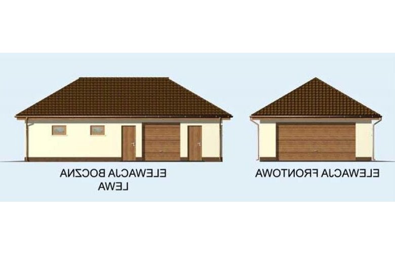 Projekt budynku gospodarczego G127 garaż trzystanowiskowy - elewacja 1