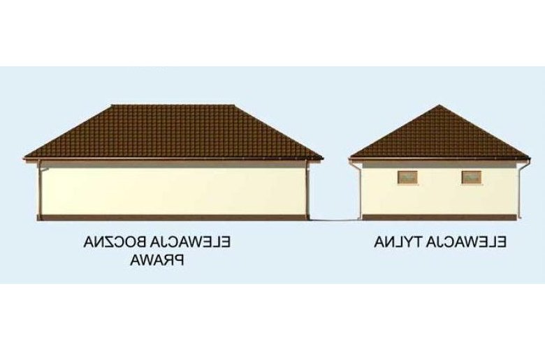 Projekt budynku gospodarczego G127 garaż trzystanowiskowy - elewacja 2