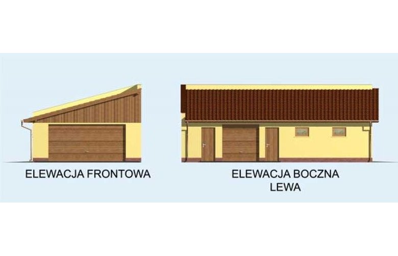 Projekt budynku gospodarczego G128 garaż trzystanowiskowy - elewacja 1
