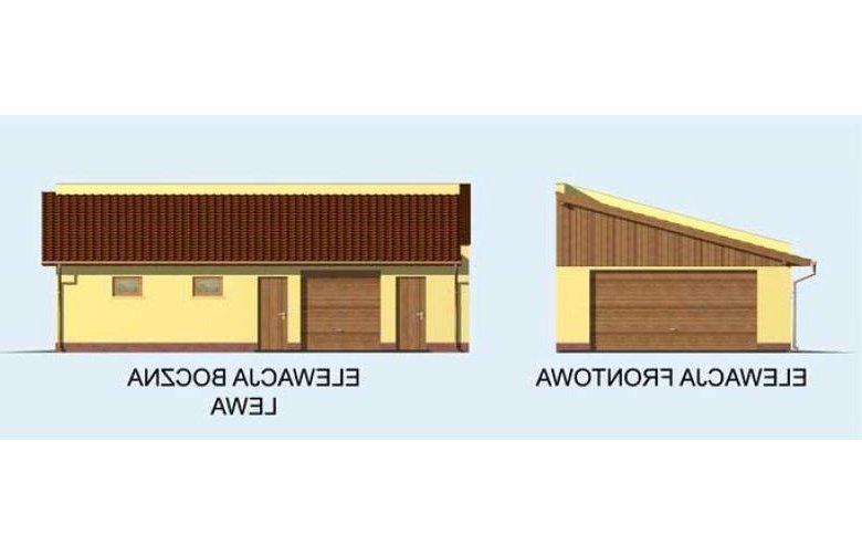 Projekt budynku gospodarczego G128 garaż trzystanowiskowy - elewacja 1