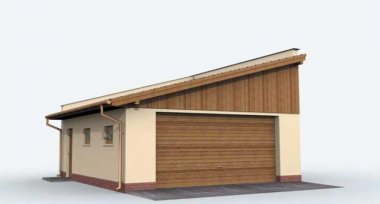 Projekt domu G129 garaż dwustanowiskowy z pomieszczeniem gospodarczym