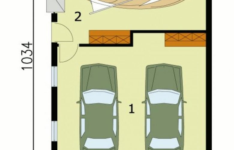 Projekt budynku gospodarczego G130 garaż trzystanowiskowy - przyziemie