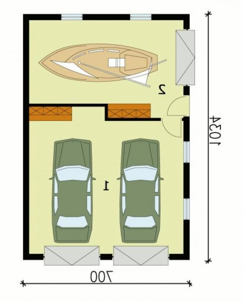 PRZYZIEMIE G130 garaż trzystanowiskowy - wersja lustrzana