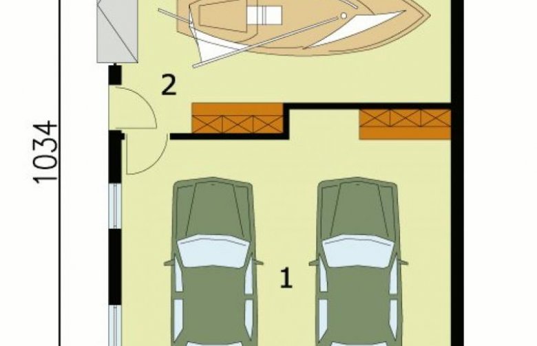 Projekt budynku gospodarczego G131 garaż dwustanowiskowy z pomieszczeniem gospodarczym - przyziemie