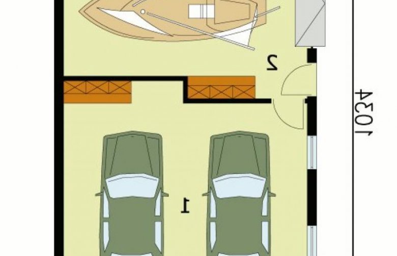 Projekt budynku gospodarczego G131 garaż dwustanowiskowy z pomieszczeniem gospodarczym - przyziemie