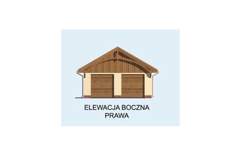 Projekt budynku gospodarczego G133 garaż dwustanowiskowy z pomieszczeniem gospodarczym - elewacja 4