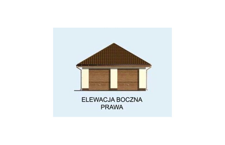 Projekt budynku gospodarczego G134 garaż dwustanowiskowy z pomieszczeniem gospodarczym - elewacja 4