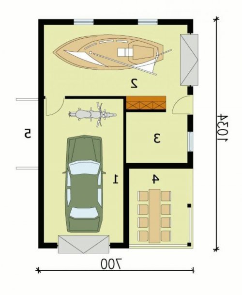 PRZYZIEMIE G137 garaż dwustanowiskowy z pomieszczeniem gospodarczym - wersja lustrzana