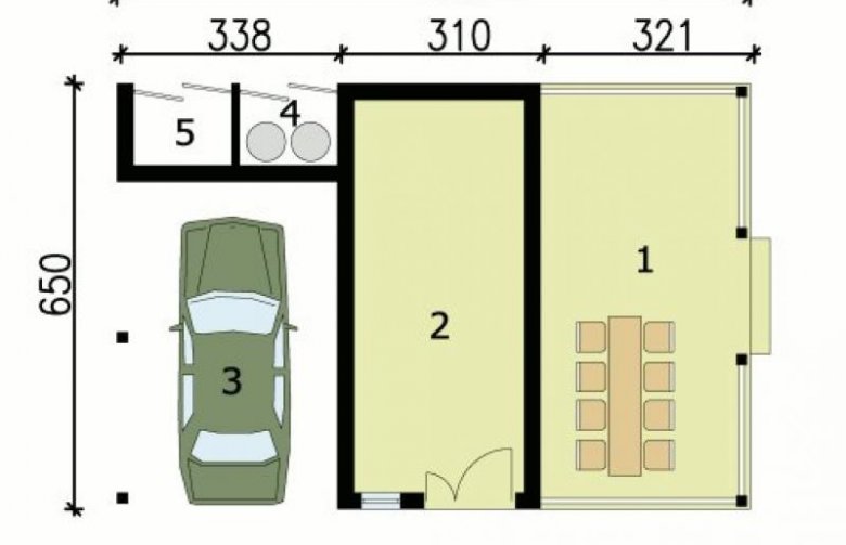 Projekt budynku gospodarczego G139 - przyziemie