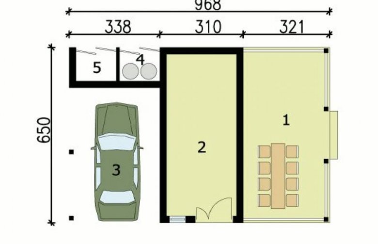 Projekt budynku gospodarczego G140 - przyziemie