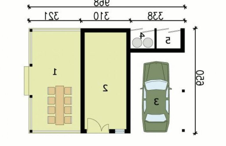 Projekt budynku gospodarczego G140 - przyziemie