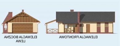 Elewacja projektu GM2 budynek garażowo-mieszkalny - 1 - wersja lustrzana