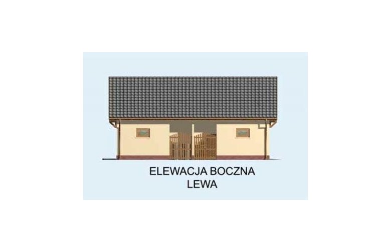 Projekt budynku gospodarczego G143 dwustanowiskowy z pomieszczeniem gospodarczym - elewacja 3