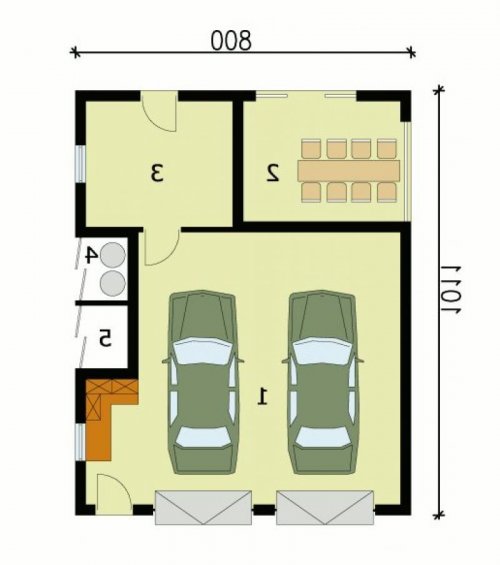 PRZYZIEMIE G144 dwustanowiskowy z pomieszczeniem gospodarczym - wersja lustrzana