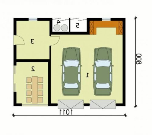 PRZYZIEMIE G146 dwustanowiskowy z pomieszczeniem gospodarczym - wersja lustrzana