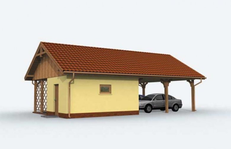 Projekt budynku gospodarczego G154 garaż dwustanowiskowy z pomieszczeniem gospodarczym