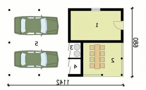 PRZYZIEMIE G155 garaż dwustanowiskowy z pomieszczeniem gospodarczym - wersja lustrzana