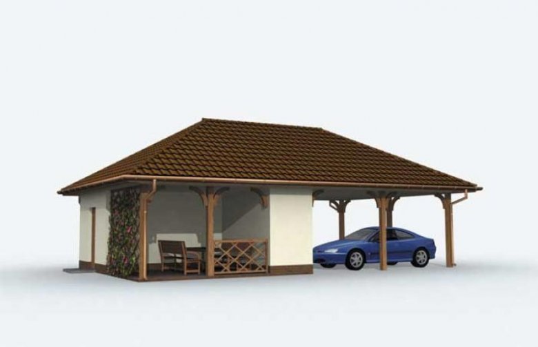 Projekt budynku gospodarczego G155 garaż dwustanowiskowy z pomieszczeniem gospodarczym