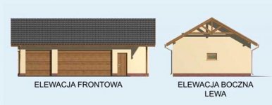 Elewacja projektu G156 garaż trzystanowiskowy z pomieszczeniem gospodarczym - 1