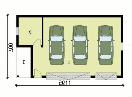 PRZYZIEMIE G156 garaż trzystanowiskowy z pomieszczeniem gospodarczym - wersja lustrzana