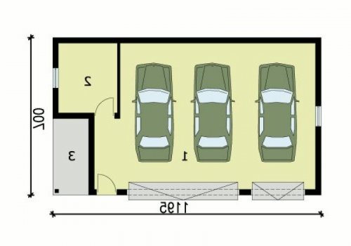 PRZYZIEMIE G157 garaż trzystanowiskowy - wersja lustrzana