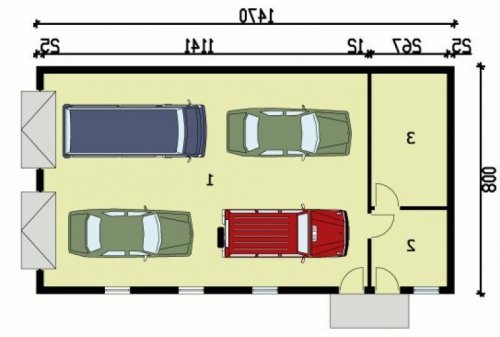 PRZYZIEMIE Budynek gospodarczy G161 czterostanowiskowy - wersja lustrzana