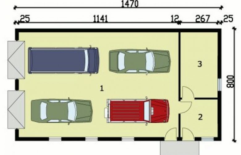 Projekt budynku gospodarczego G162 garaż czterostanowiskowy z pomieszczeniami gospodarczymi - przyziemie