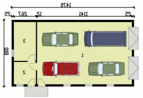 PRZYZIEMIE G162 garaż czterostanowiskowy z pomieszczeniami gospodarczymi - wersja lustrzana