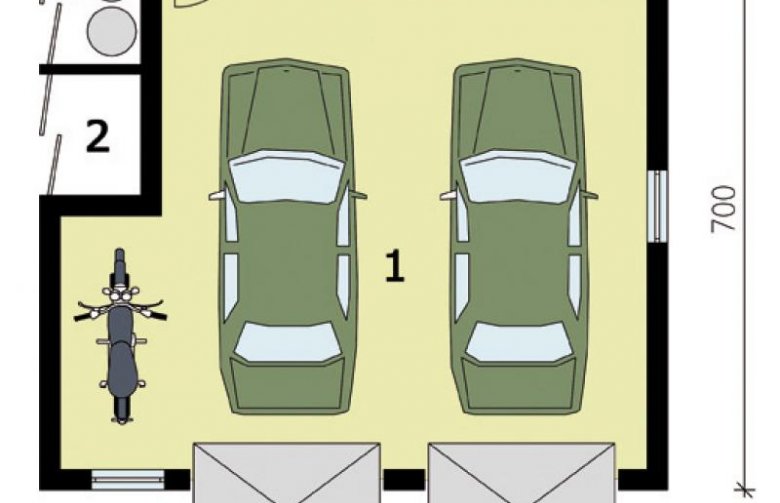 Projekt budynku gospodarczego G174 garaż dwustanowiskowy - przyziemie