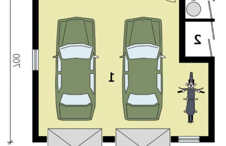 Projekt budynku gospodarczego G174 garaż dwustanowiskowy - przyziemie