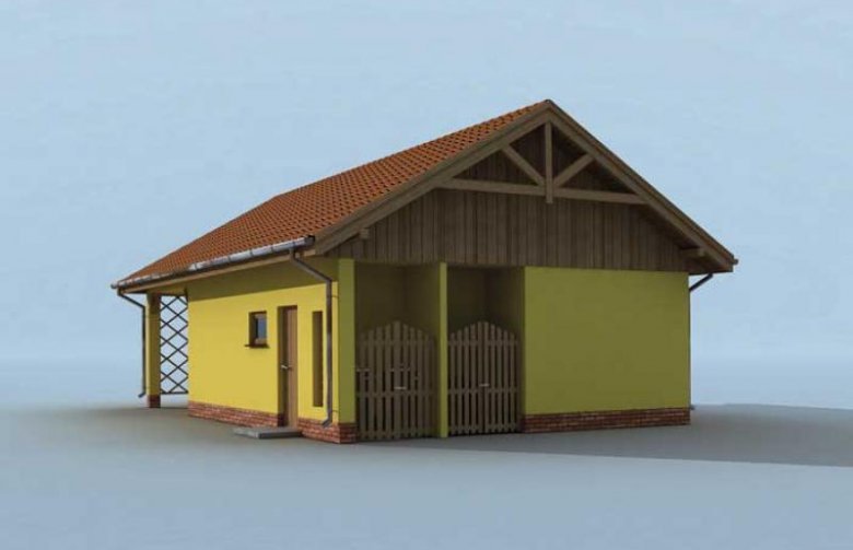 Projekt budynku gospodarczego G178 garaż dwustanowiskowy z wiatą ową