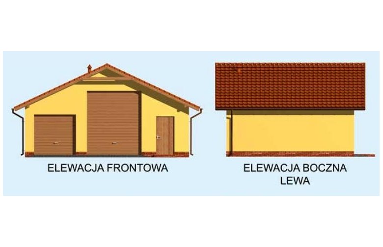 Projekt budynku gospodarczego G196 garaż dwustanowiskowy - elewacja 1