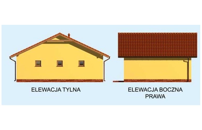 Projekt budynku gospodarczego G196 garaż dwustanowiskowy - elewacja 2