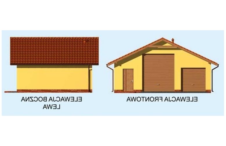 Projekt budynku gospodarczego G196 garaż dwustanowiskowy - elewacja 1