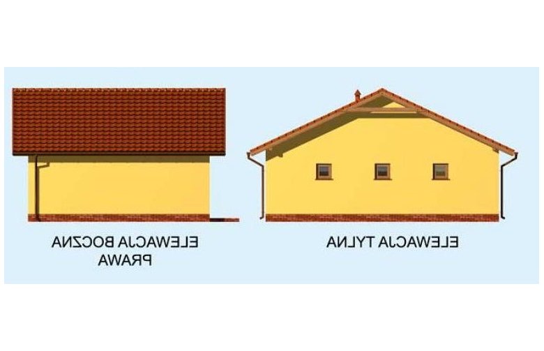 Projekt budynku gospodarczego G196 garaż dwustanowiskowy - elewacja 2