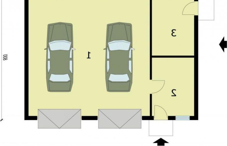 Projekt budynku gospodarczego G197 garaż dwustanowiskowy z pomieszczeniami gospodarczymi - rzut przyziemia