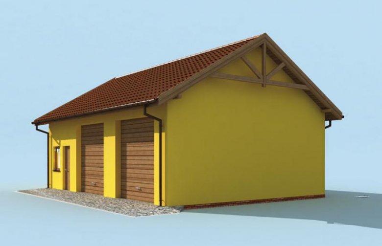 Projekt budynku gospodarczego G197 garaż dwustanowiskowy z pomieszczeniami gospodarczymi