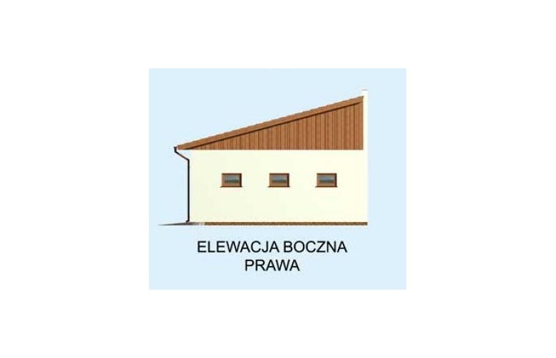 Projekt budynku gospodarczego G198 garaż dwustanowiskowy z pomieszczeniem gospodarczym - elewacja 4