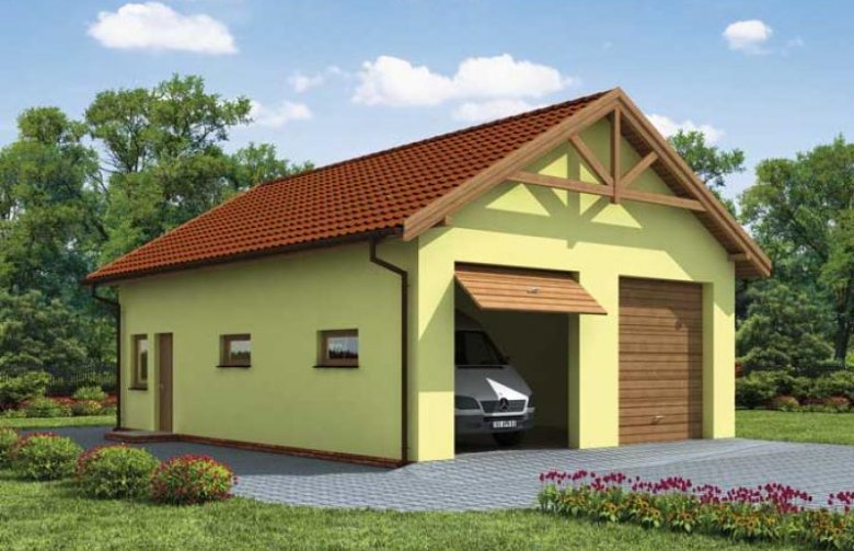 Projekt budynku gospodarczego G200 garaż dwustanowiskowy z pomieszczeniem gospodarczym