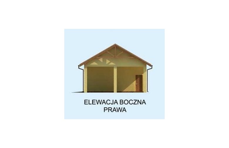 Projekt budynku gospodarczego G210 garaż dwustanowiskowy z pomieszczeniami gospodarczymi i wiatą - elewacja 4