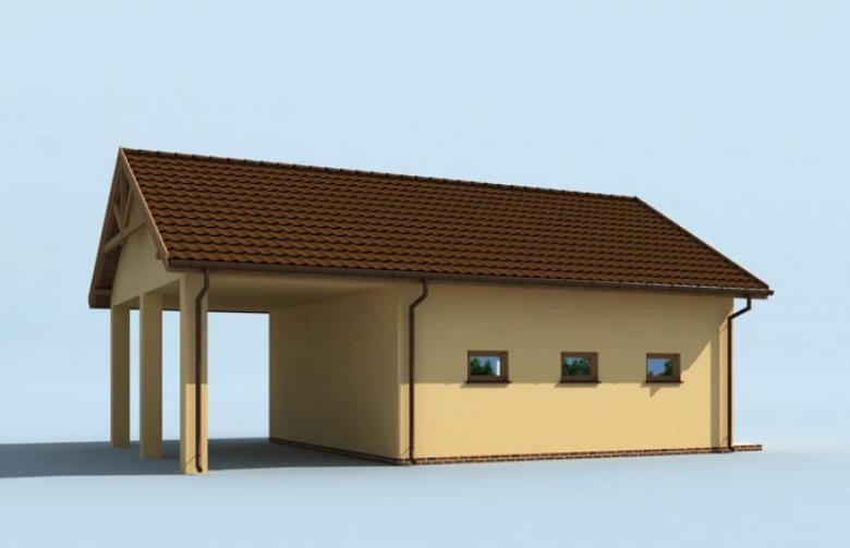 Projekt budynku gospodarczego G213 garaż dwustanowiskowy z pomieszczeniami gospodarczymi