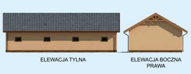 Elewacja projektu G217 garaż trzystanowiskowy z pomieszczeniami gospodarczymi - 2