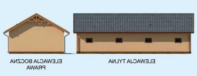 Elewacja projektu G217 garaż trzystanowiskowy z pomieszczeniami gospodarczymi - 2 - wersja lustrzana