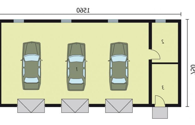 Projekt budynku gospodarczego G218 garaż trzystanowiskowy z pomieszczeniami gospodarczymi - rzut przyziemia