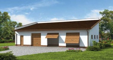 Projekt domu G219 garaż trzystanowiskowy z pomieszczeniem gospodarczym