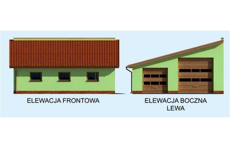 Projekt budynku gospodarczego G220 garaż dwustanowiskowy - elewacja 1