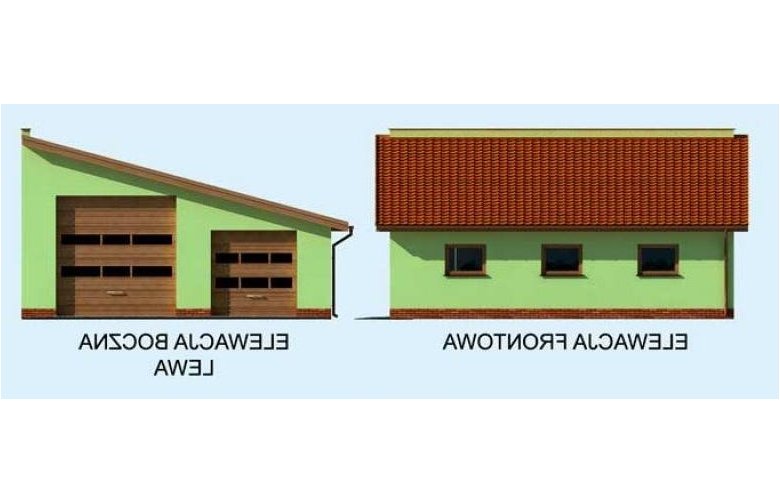 Projekt budynku gospodarczego G220 garaż dwustanowiskowy - elewacja 1