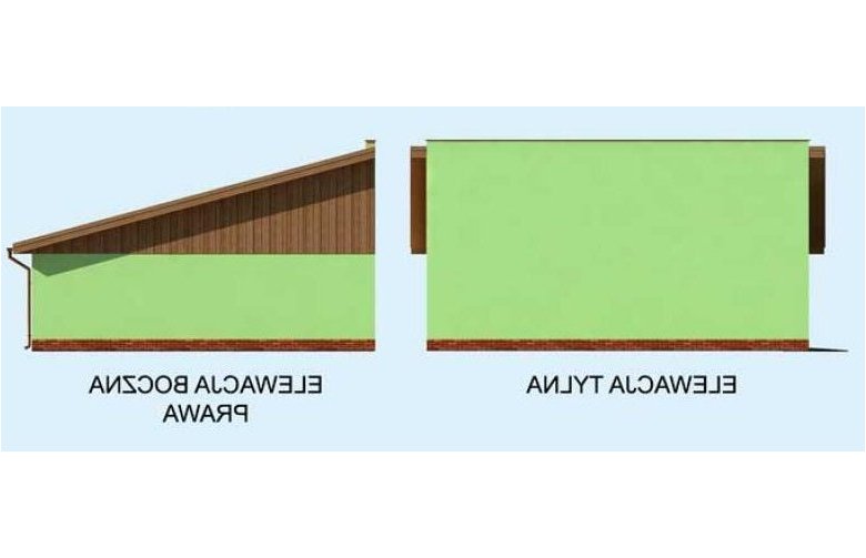 Projekt budynku gospodarczego G220 garaż dwustanowiskowy - elewacja 2