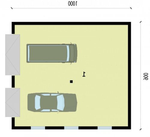 RZUT PRZYZIEMIA G220 garaż dwustanowiskowy - wersja lustrzana